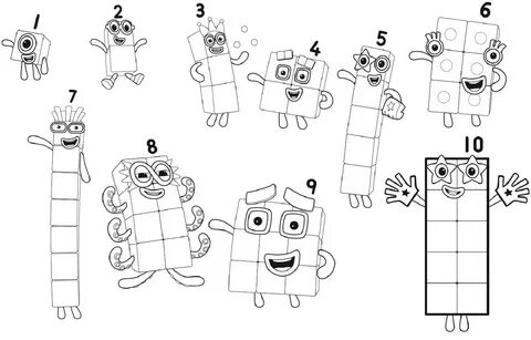 Numberblocks Thirteen with Eighteen and Eleven Coloring Page. 