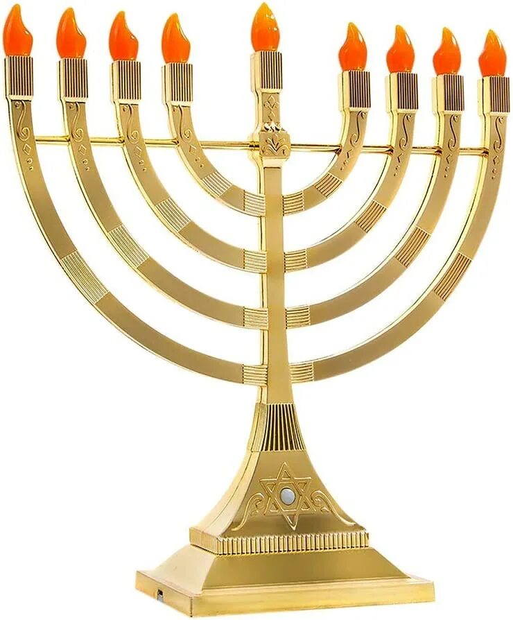 Менора и ханукия. Ханукийот. Golden Hanukkah Menorah. Семисвечник планеты. Свеча иудеев