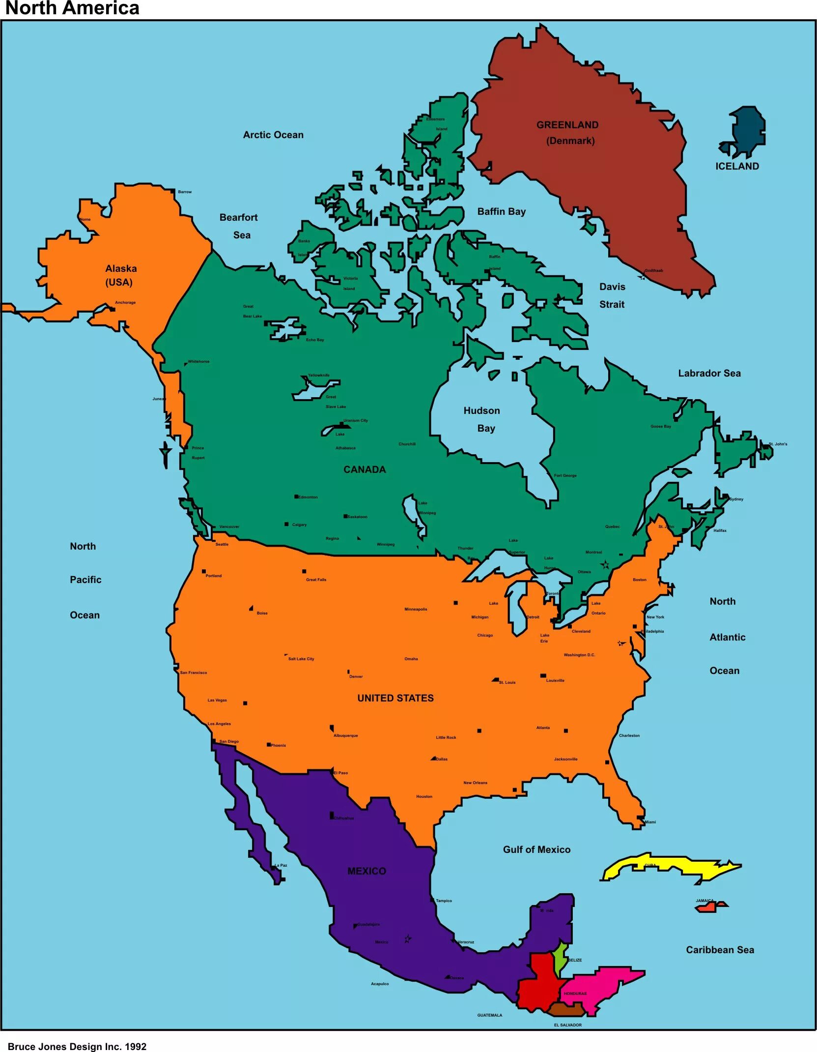 Государства Северной Америки на карте. Карта Северной Америки со странами. Нортх Америка. Карта Северной Америки географическая.