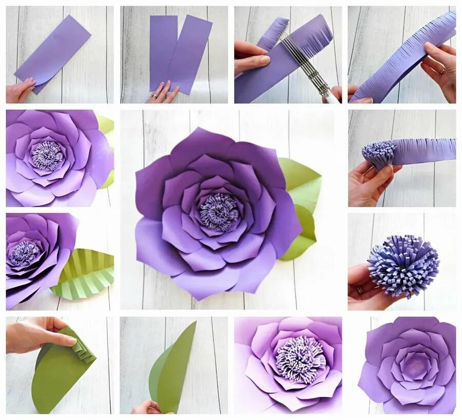 Цветы из бумаги техника. Большие цветы из бумаги своими руками. Объемные цветы из бумаги пошагово.