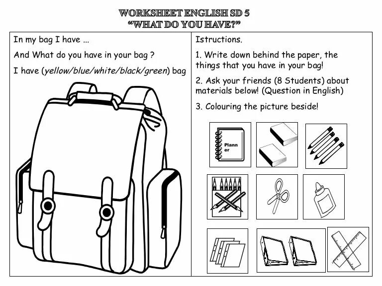 What do you have there. Задания по английскому Schoolbag. Рюкзак Worksheet. My School Bag проект. Schoolbag упражнения.