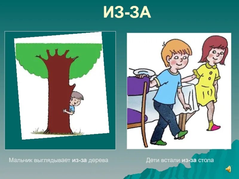 Пара предлог. Предлоги за из-за. предлоги из за из-за. картинки с предлогом за. из-за из-под.