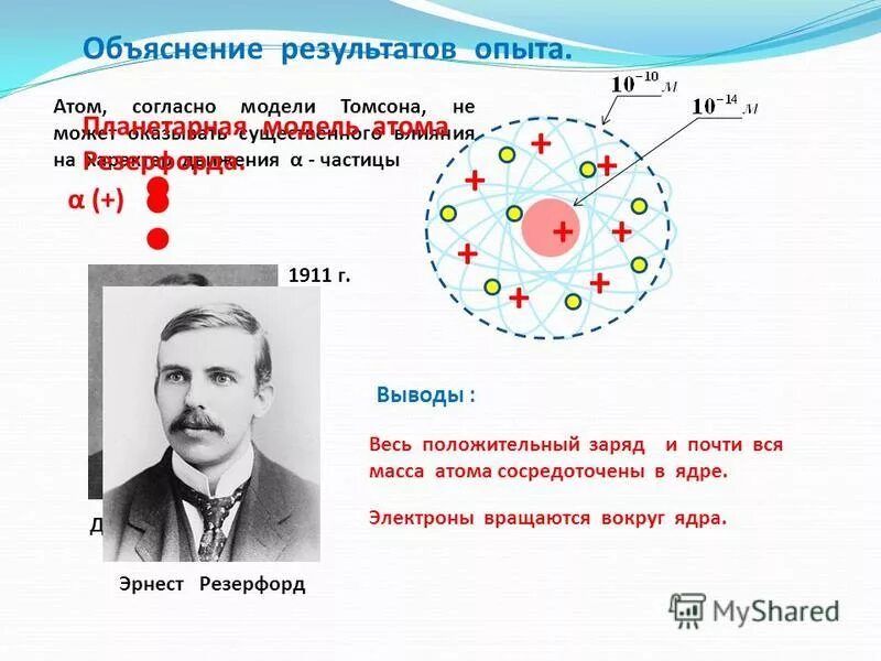 Почти вся масса атома сосредоточена в ядре