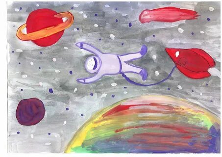 Рисуем космос карандашами с детьми