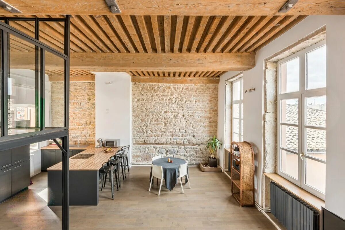Деревянные потолки в стиле лофт #american #style #for #interior #design #of #loft Loft interior design, Loft int