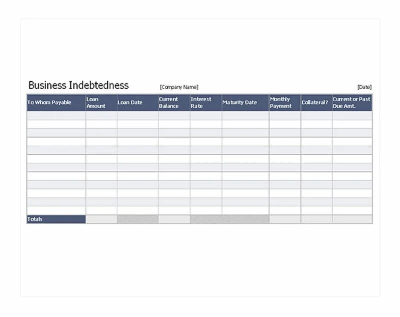 Fin template это шаблон. Business Schedule. Financial Schedule. The indebtedness of a Company is.