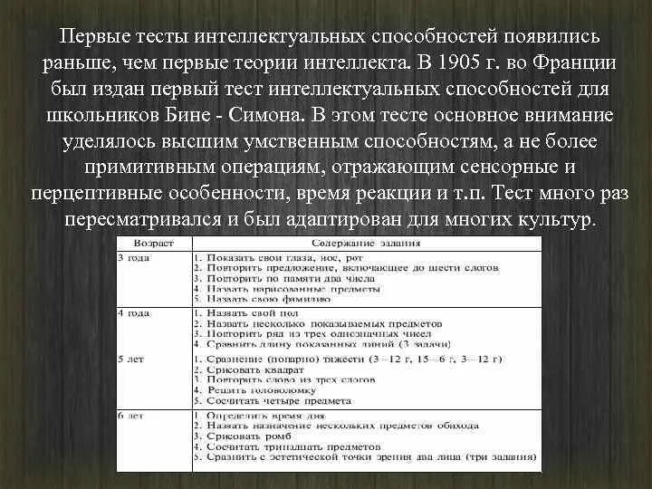 К тестам интеллекта относятся тесты. Тест на интеллект. первый тест интеллекта. особенности теста интеллекта. тест на интеллектуальный возраст.