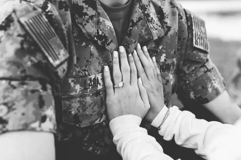 Military Photoshoot in Uniform // Navy Wife // Military Couple Engagement Photo.