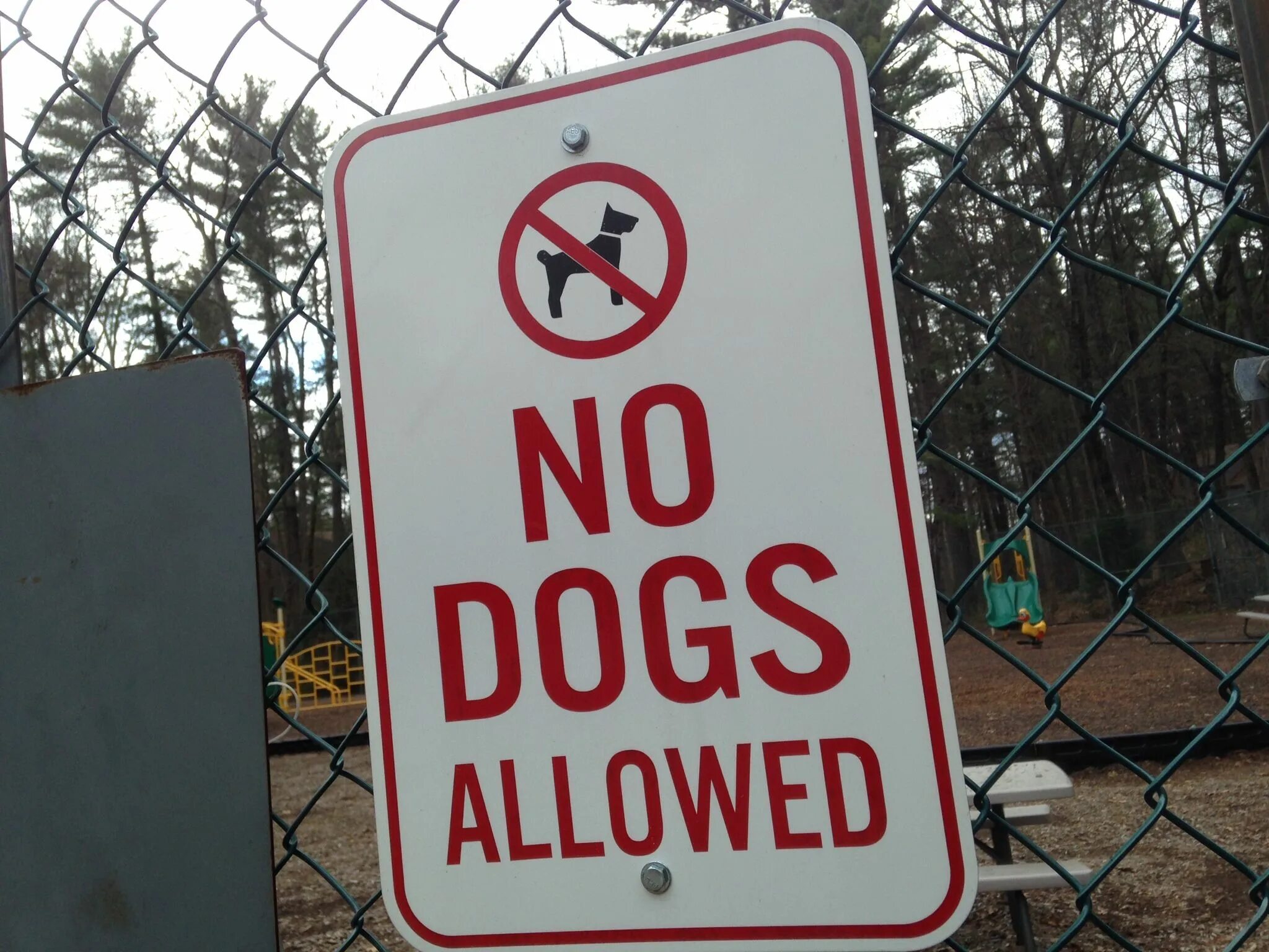 Post is not allowed. No dogs allowed. no dogs.