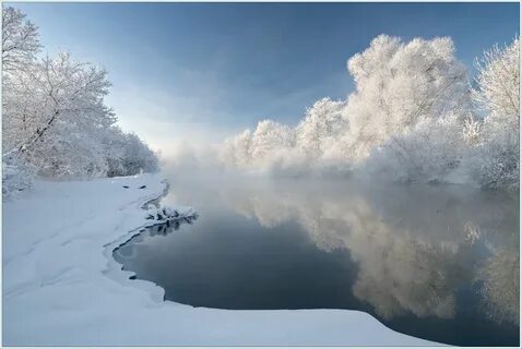 Зима легкий мороз на реке во льду
