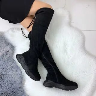 Замшевые сапоги женские зимние с натуральным мехом