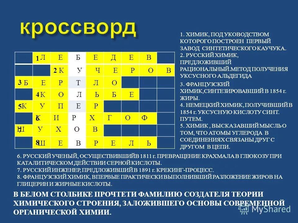 Кроссворд химия 8 класс с ответами