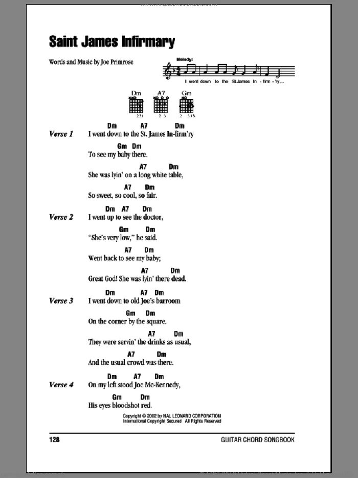 Cotton eye joe аккорды. St James Infirmary Ноты. Saint James Infirmary Blues Ноты. Аккорды Джо Джо. Saint James Infirmary Ноты для фортепиано.