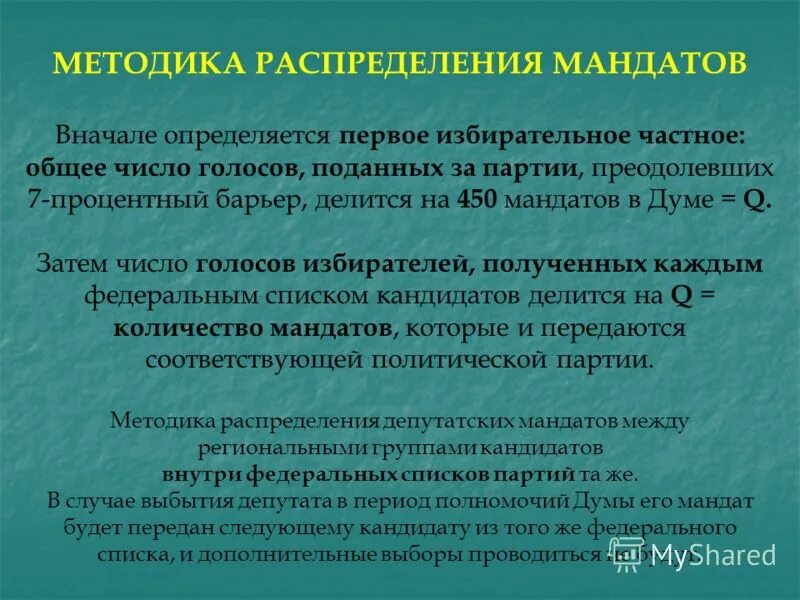 Мандаты распределяются между партиями