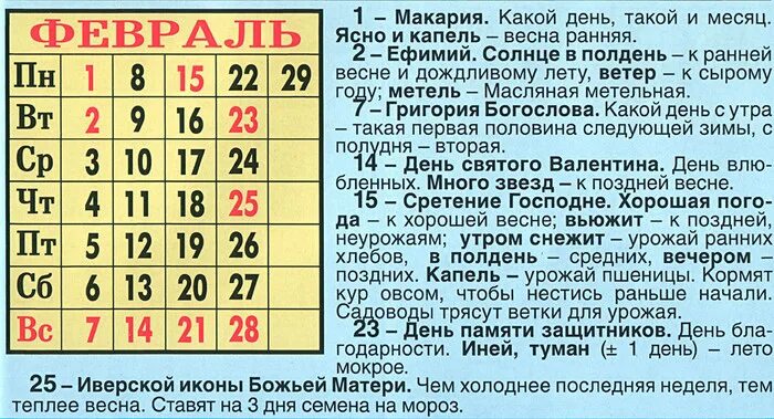 Каждый следующий день месяца