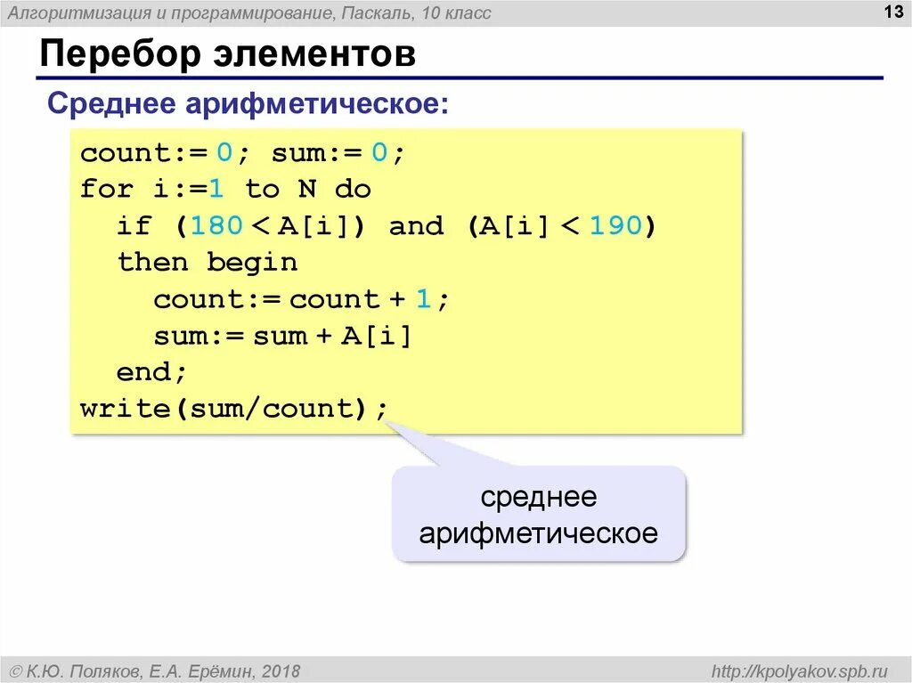 Элементы программирования паскаль