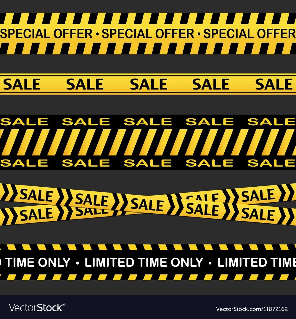 Sale линия. Реклама в черно желтых цветах. Limited time offer вектор. Cross sale. Sales line