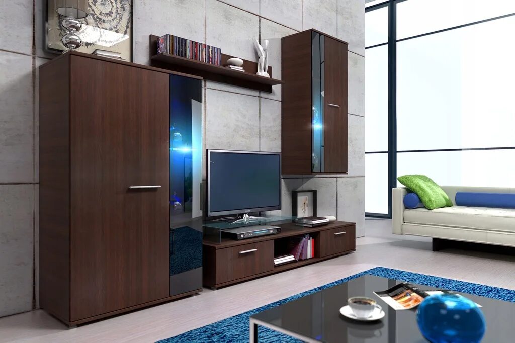 Модульная стенка дуб сонома. Модульные секции. Модули для гостиной. Стенка импрессо 5 глянец арт 92. Тумба gerbor вушер rtv1d1sp.