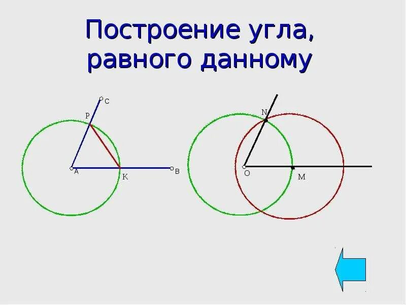 Как построить угол равный данному