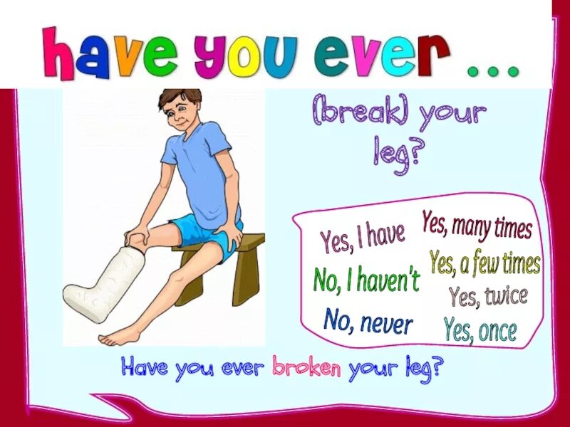 Have you ever been. Have you ever. Break your Leg перевод. Have you ever broken your Leg. Broke your Leg.