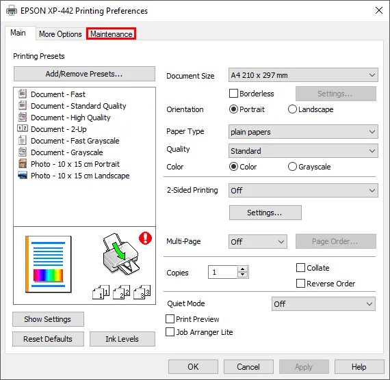 Как настроить печать принтера epson. Настройки принтера Эпсон. Настройка принтера Epson печати фотографий. Плотная бумага в настройках принтера. Тип бумаги в настройках Эпсон.