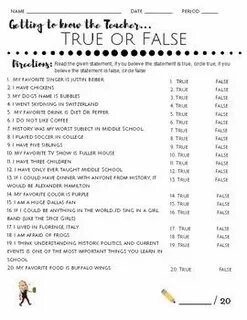 English true false tasks