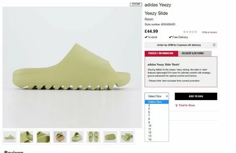 Размерная сетка yeezy