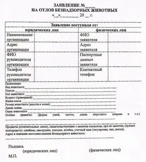 Заявки на отлов безнадзорных животных