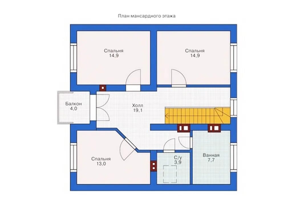 Дом из газобетона 100м2 планировка. План мансардного этажа. Планировка мансарды план. План комнат мансарды. Дом 4 комнаты 2 этажа