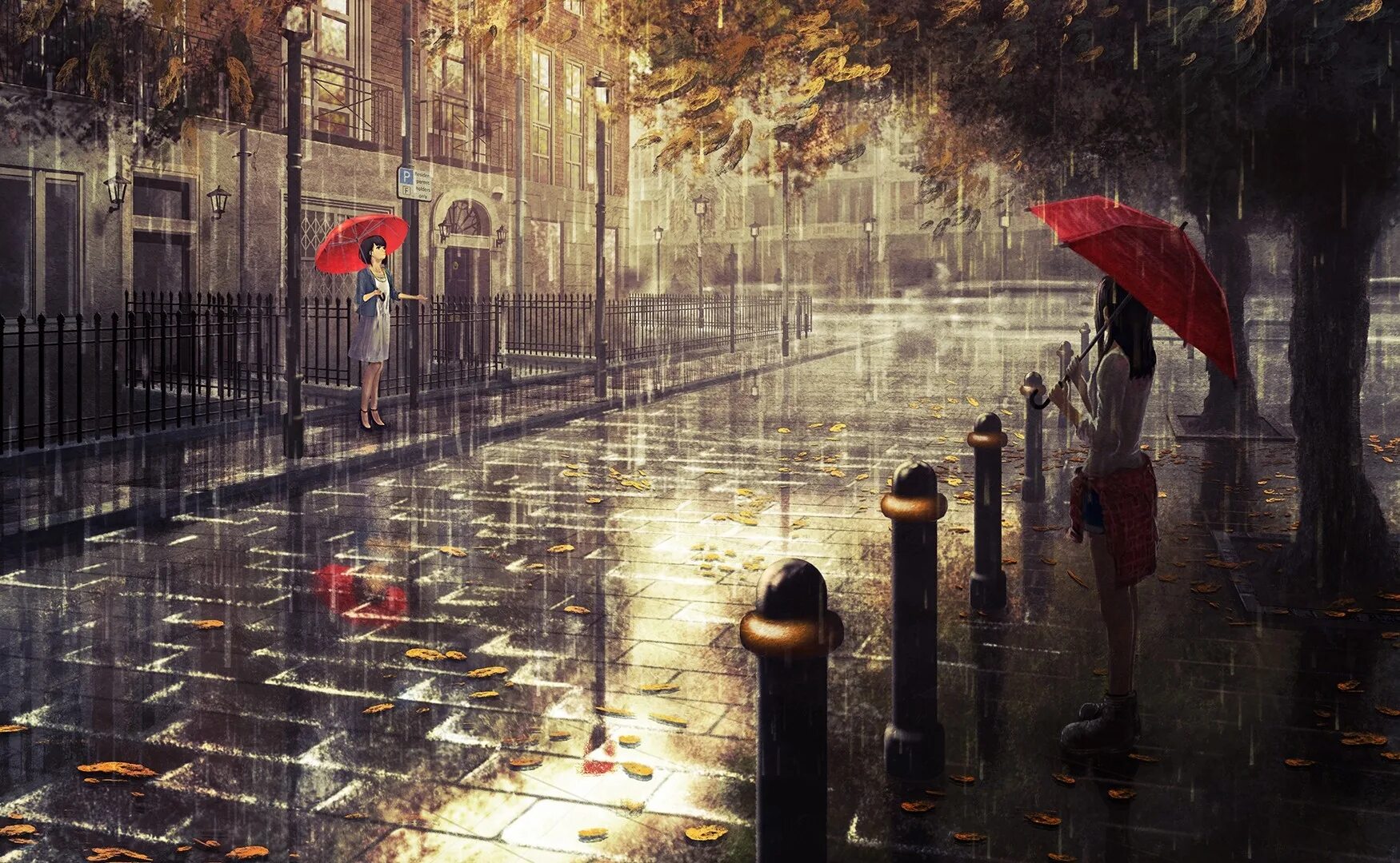 На пороге дождь. Художник Джефф Роуланд (Jeff Rowland). Дождливый день. Дождливая осень. Осень дождь.