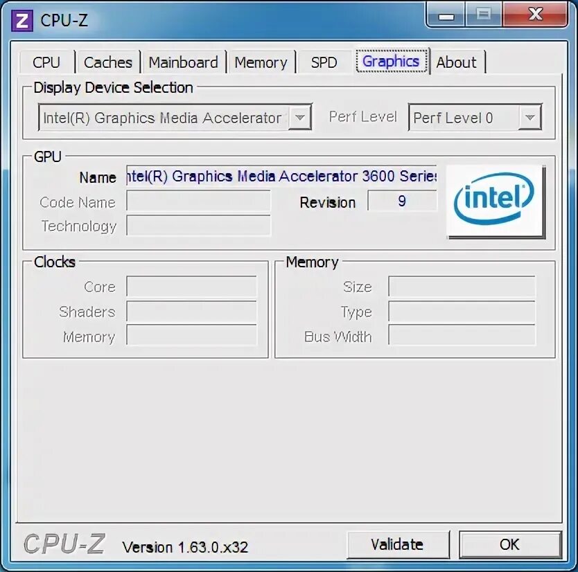 Intel GMA 3600 GPU-Z.