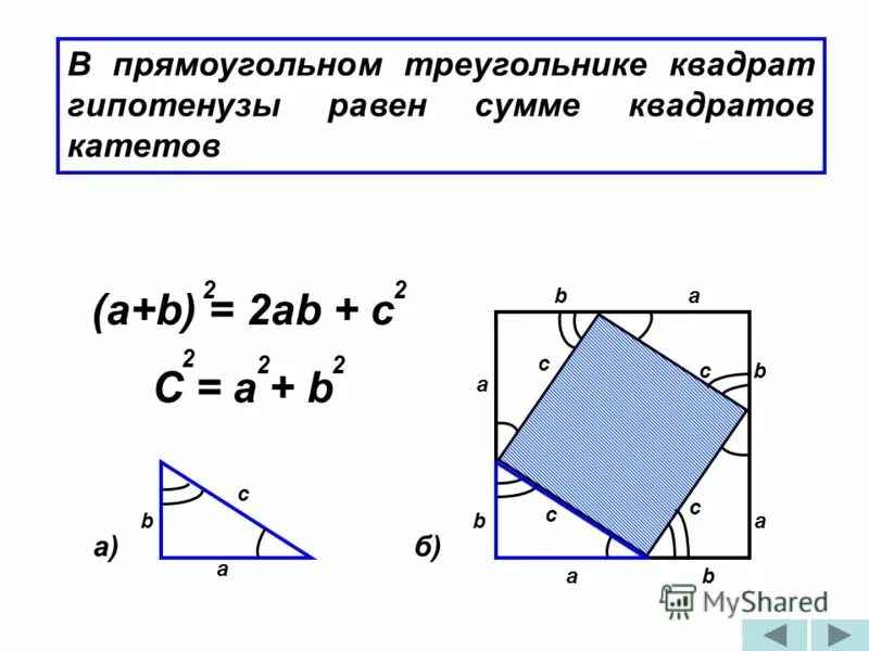 Теорема пифагора формула катета