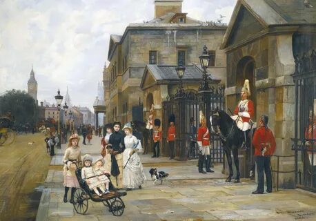 Artwork by Filippo Baratti, HORSE GUARDS, WHITEHALL, Made of oil on canvas.