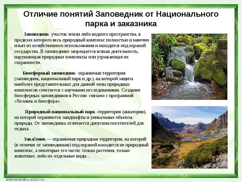 Значение природных парков