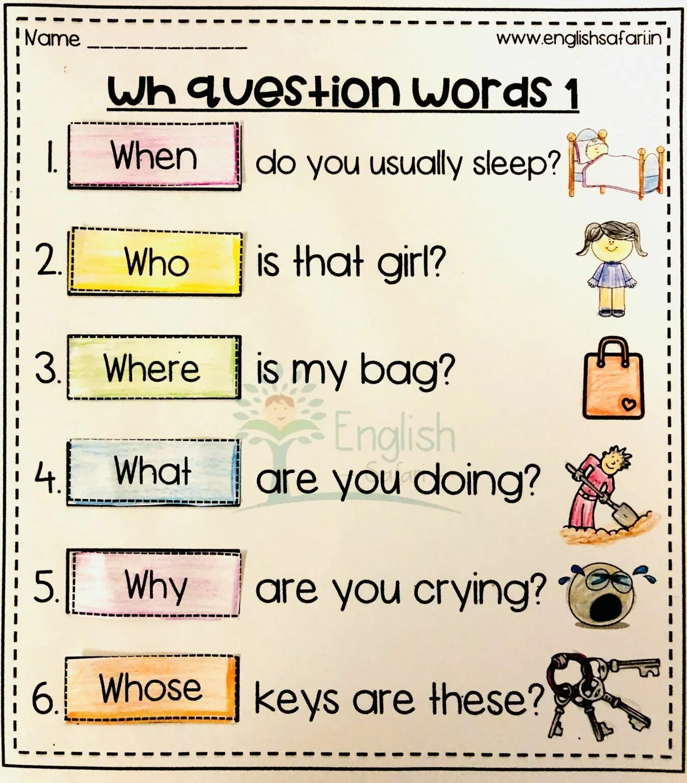 Fill in who whose what where why