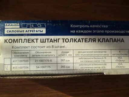 Размеры клапана 402
