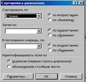 Диапазон строк