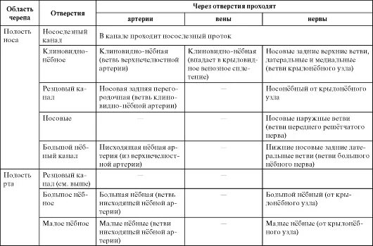 Кости лицевого черепа таблица. Контрфорсы черепа таблица. Отверстия в стенках полостей лицевого черепа таблица. Стенки глазницы таблица.