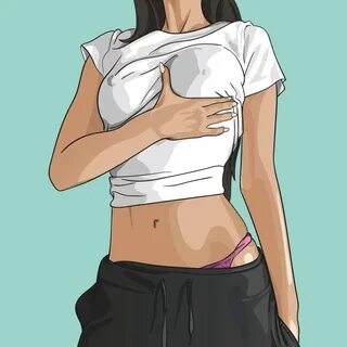 Sexy lady holding her big tits.