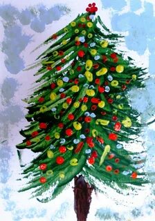 Рисуем красками новый год