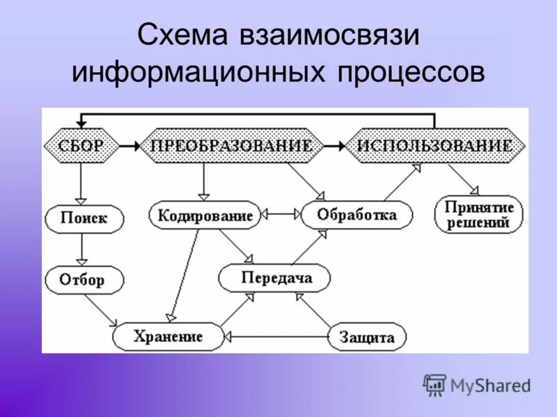 Информационные процессы элементы. Информационные процессы схема. Общая схема информационных процессов. Схема взаимосвязи процессов. Взаимосвязь информационных процессов.