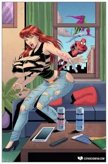 spiderman, mary jane, mary jane watson, green goblin, breast expansion, bre...