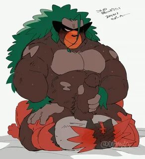 hyaku (artist), incineroar, pokemon (species), rillaboom, nintendo, animate...