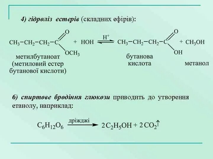 Получение бутановой кислоты. Гідроліз естерів. спиртове бродіння глюкози. получение бутановой кислоты из глюкозы. гідроліз трипальмітоїлгліцеролу.