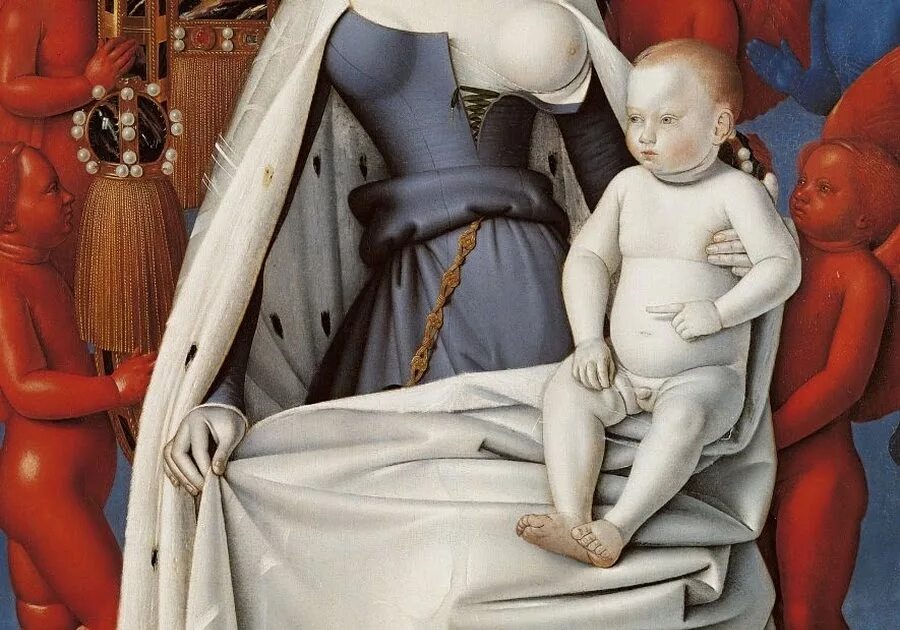 Диптих этьена шевалье. Жан фуке дева мария. Жан фуке богоматерь. Диптих фуке. Жан фуке меленский диптих.