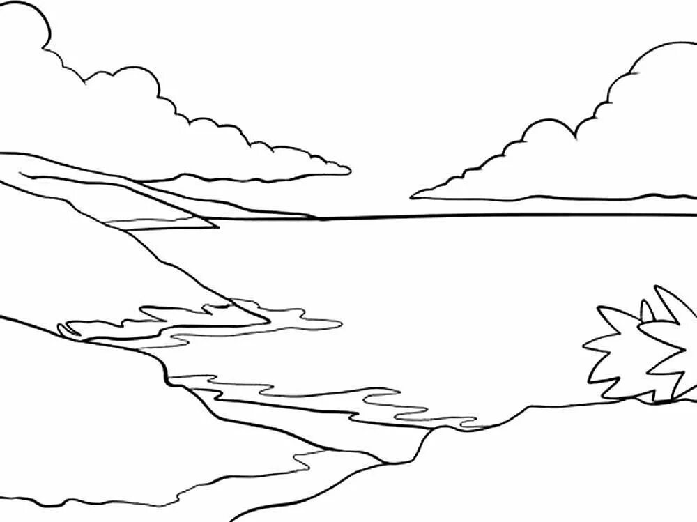 Удивительная красота реки озера или моря рисунок. Раскраска пейзаж. Контуры пейзажей для рисования. Озеро раскраска. Озеро раскраска для детей.