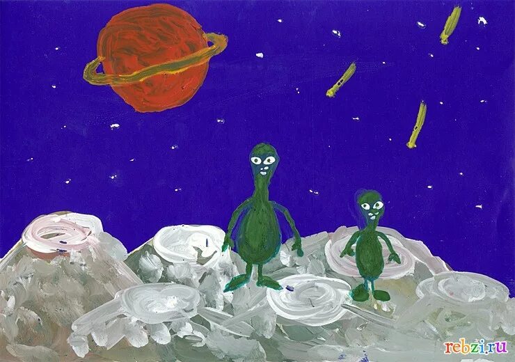 Рисование с детьми инопланетяне. Инопланетяне глазами детей. Лунатики на Луне. Рисование гуашь инопланетяне для дошкольников.