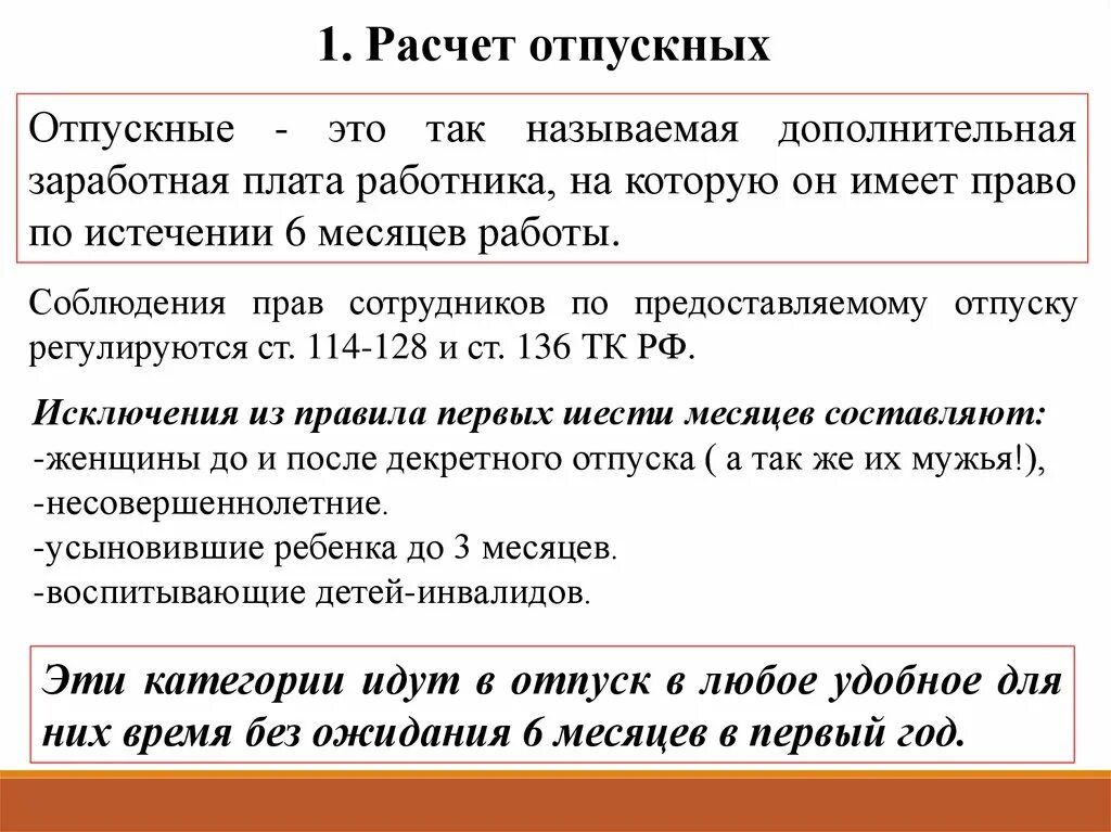 Заработная плата за время отпуска