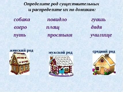 Род имен существительных 4 класс карточки