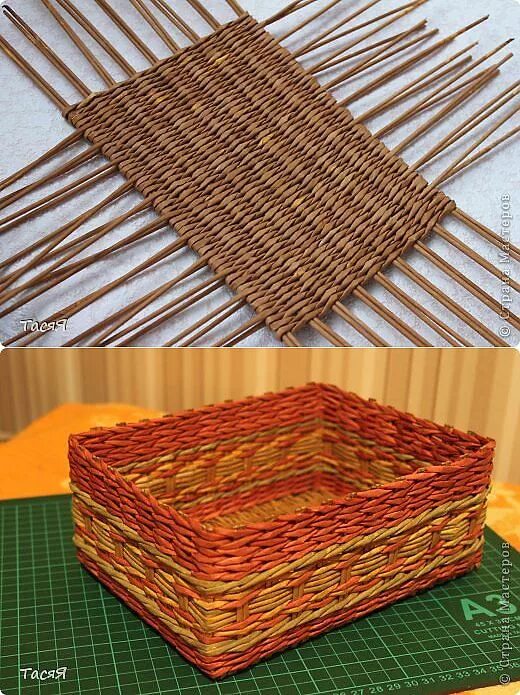 Плетение дна из газетных трубочек. Квадратное дно из газетных трубочек. Плетение квадратного дна из лозы. Плетение прямоугольного дна. Плетение донышка из лозы для начинающих.